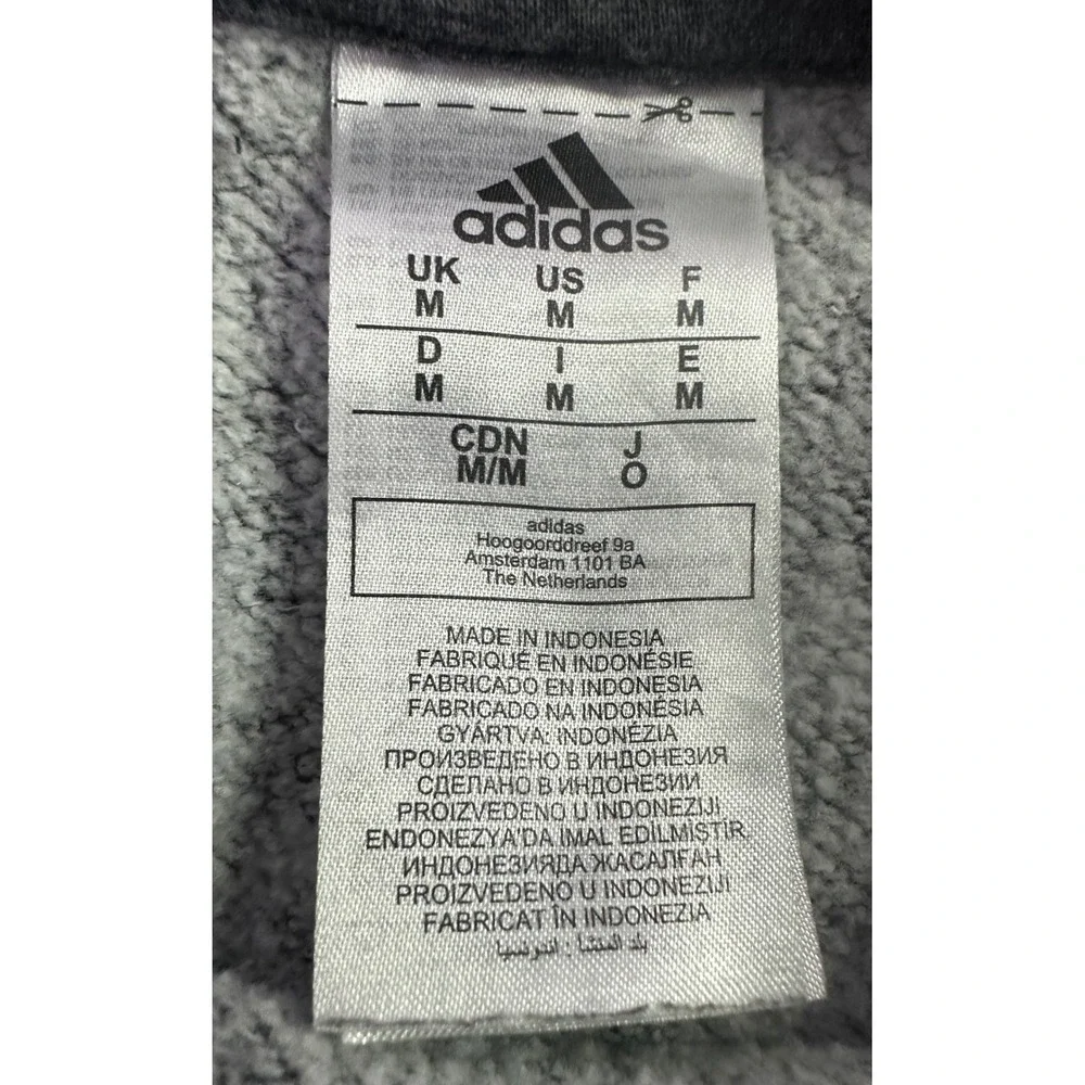 Adidas Mens Medium Charcoal Gray Pullover Hoodie Trefoil‎ Logo Fleece Sweatshirt
